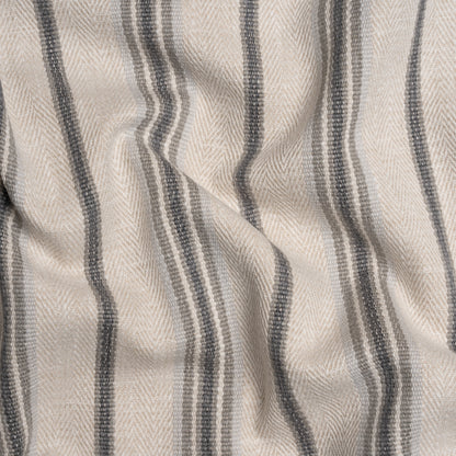 Polyester and Cotton Twill - Slate Herringbone Stripes - British Imported