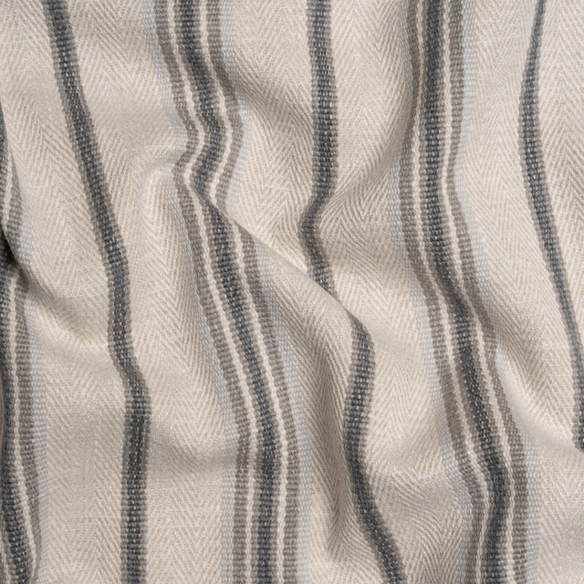 Polyester and Cotton Twill - Slate Herringbone Stripes - British Imported