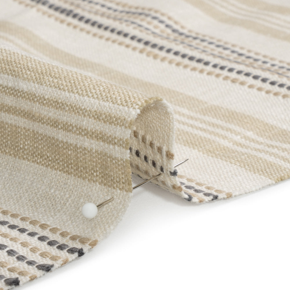 Cotton and Polyester Woven - Fawn Tactile Stripes - British Imported Detail