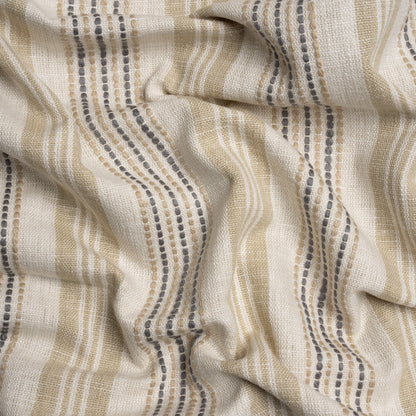 Cotton and Polyester Woven - Fawn Tactile Stripes - British Imported