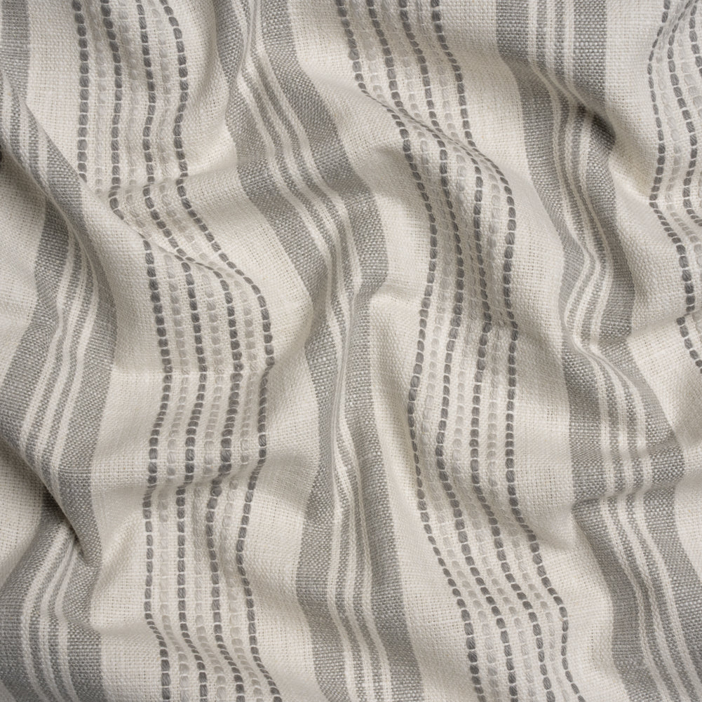 Cotton and Polyester Woven - Stone Tactile Stripes - British Imported
