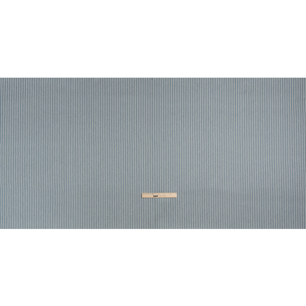 Cotton and Polyester Woven - Denim Tactile Chalk Stripes - British Imported Full