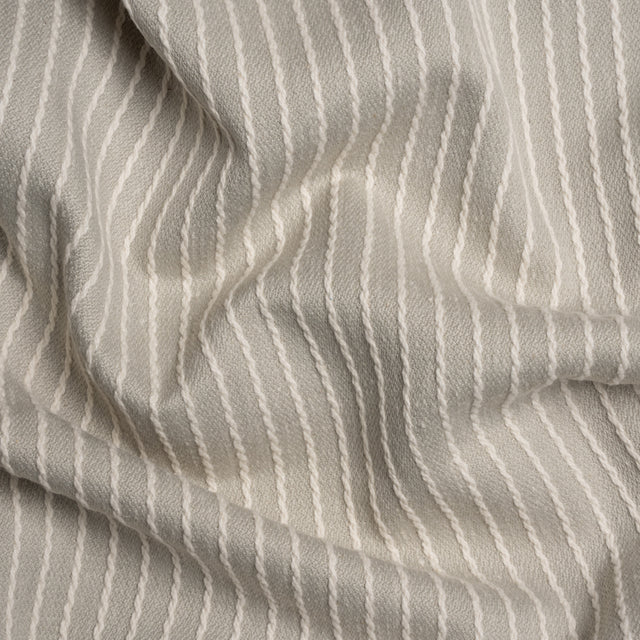 Cotton and Polyester Woven - Dove Tactile Chalk Stripes - British Imported