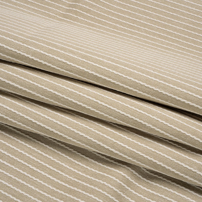 Cotton and Polyester Woven - Fawn Tactile Chalk Stripes - British Imported Folded