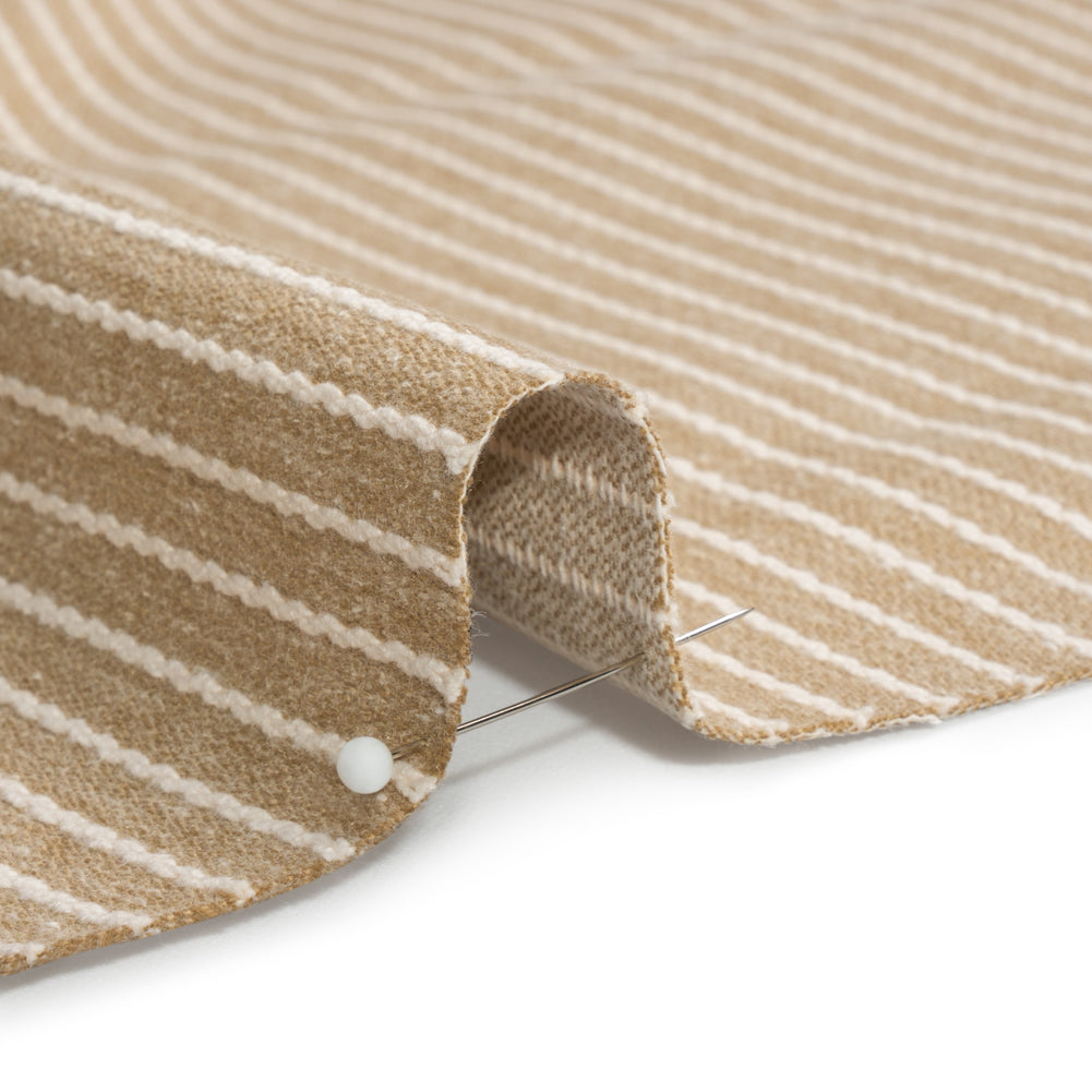 Cotton and Polyester Woven - Flax Tactile Chalk Stripes - British Imported Detail