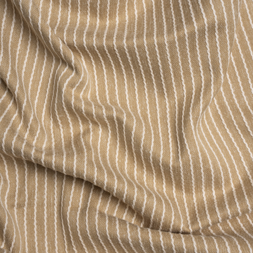 Cotton and Polyester Woven - Flax Tactile Chalk Stripes - British Imported