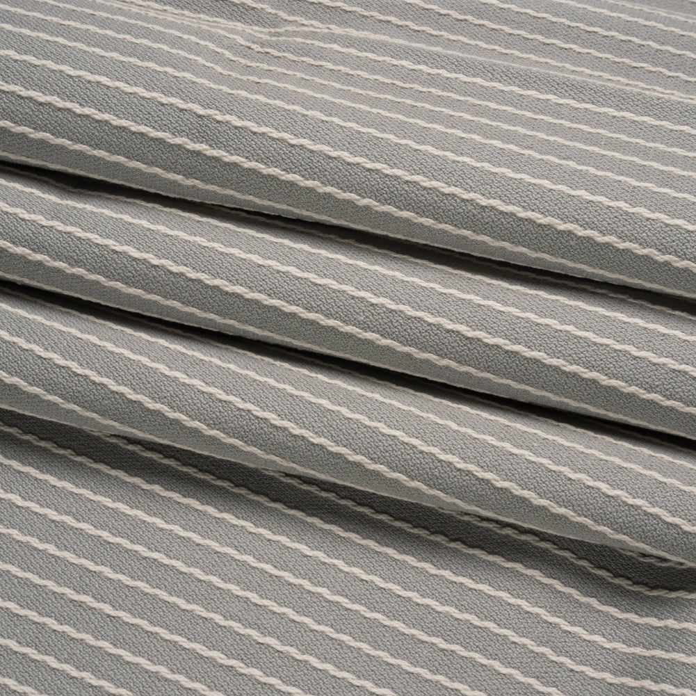 Cotton and Polyester Woven - Pebble Tactile Chalk Stripes - British Imported Folded