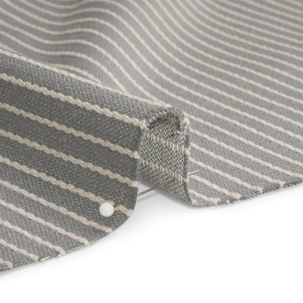 Cotton and Polyester Woven - Pebble Tactile Chalk Stripes - British Imported Detail
