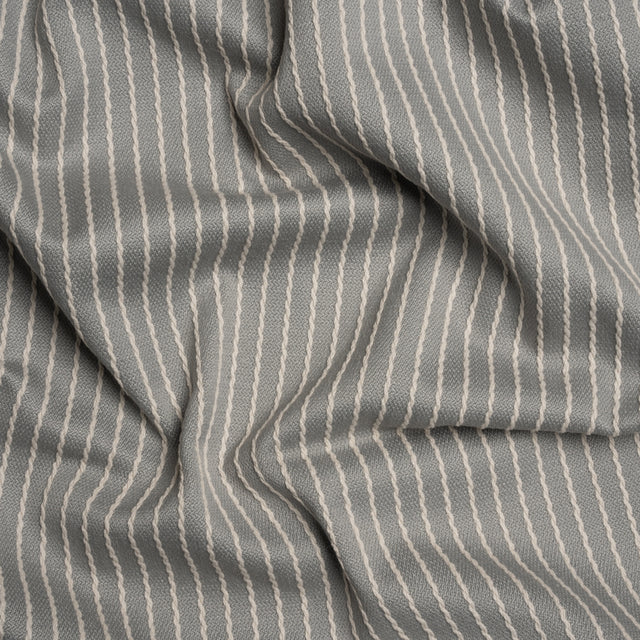 Cotton and Polyester Woven - Pebble Tactile Chalk Stripes - British Imported