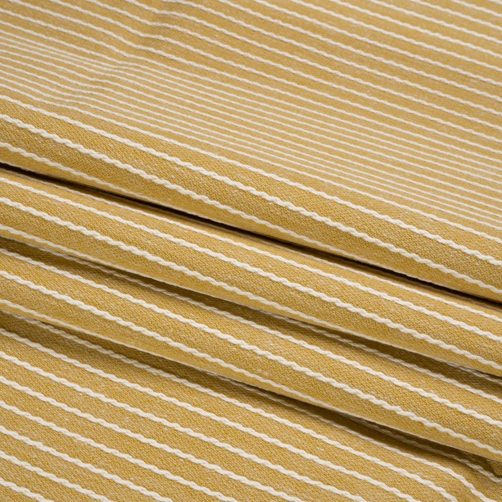 Cotton and Polyester Woven - Pollen Tactile Chalk Stripes - British Imported Folded