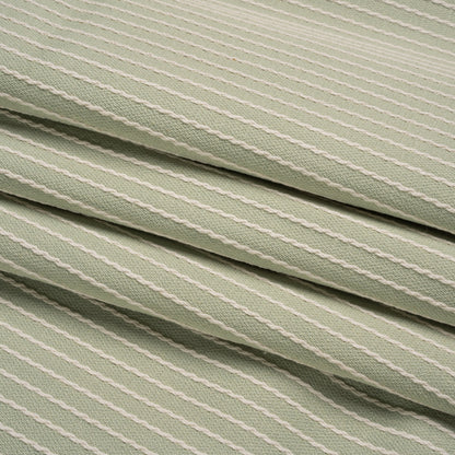 Cotton and Polyester Woven - Sage Tactile Chalk Stripes - British Imported Folded