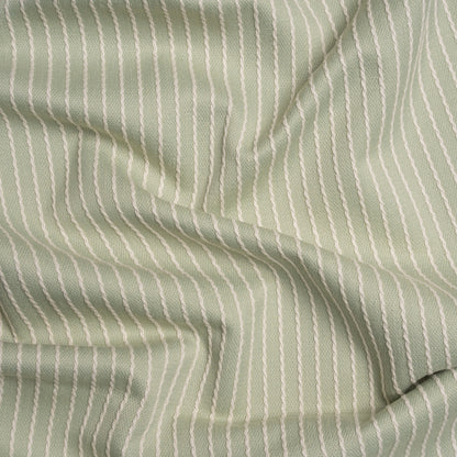 Cotton and Polyester Woven - Sage Tactile Chalk Stripes - British Imported