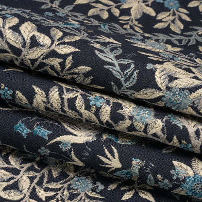 Drapery Jacquard - Ink Pheasants in the Orchard - British Imported Folded