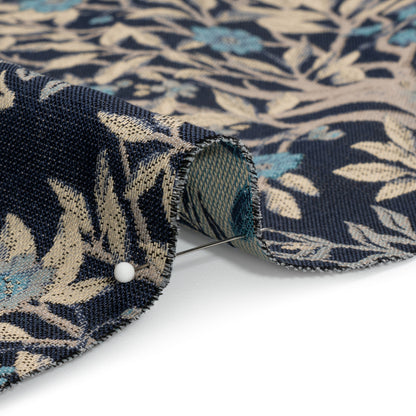 Drapery Jacquard - Ink Pheasants in the Orchard - British Imported Detail