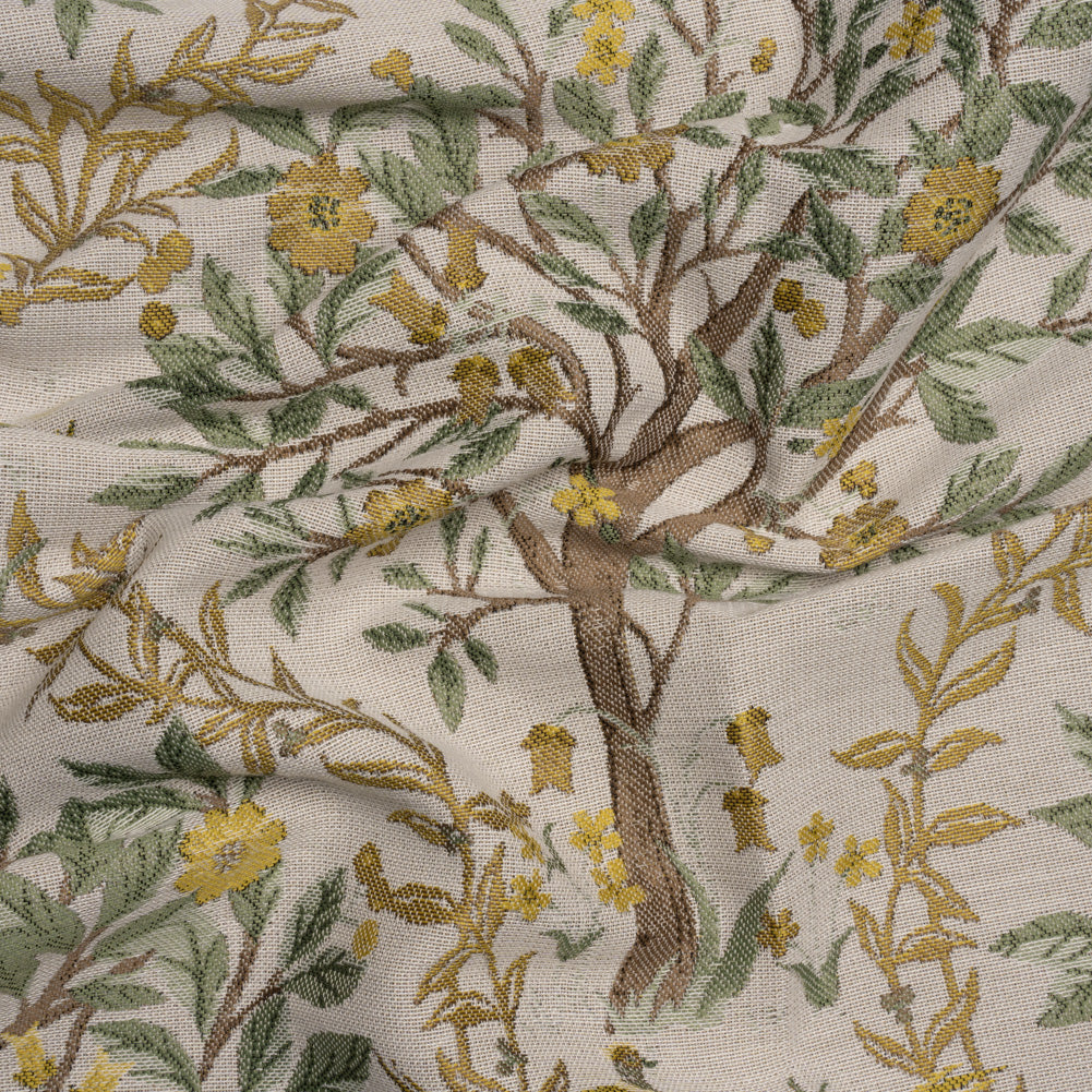Drapery Jacquard - Lemon Pheasants in the Orchard - British Imported
