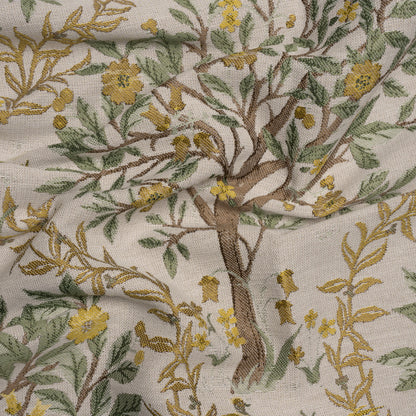 Drapery Jacquard - Lemon Pheasants in the Orchard - British Imported