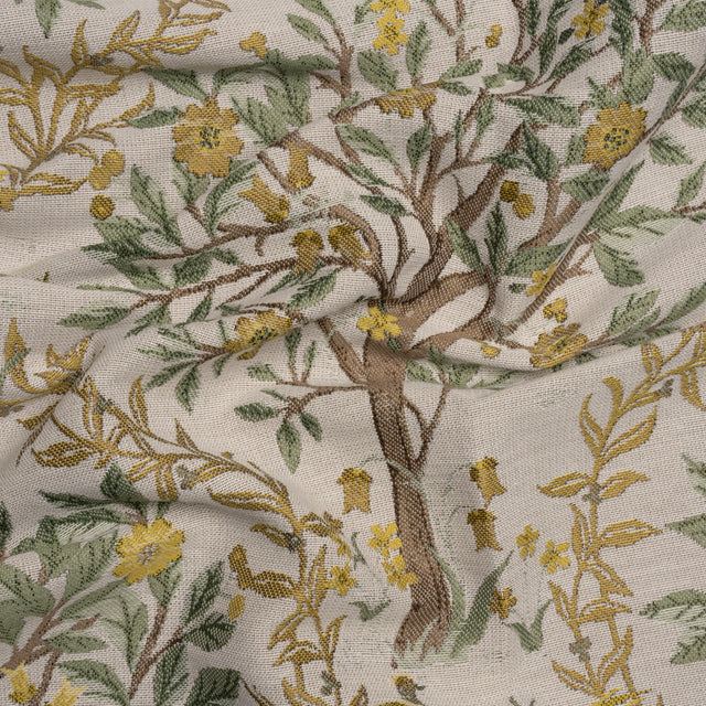 Drapery Jacquard - Lemon Pheasants in the Orchard - British Imported