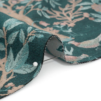 Drapery Jacquard - Peacock Pheasants in the Orchard - British Imported Detail