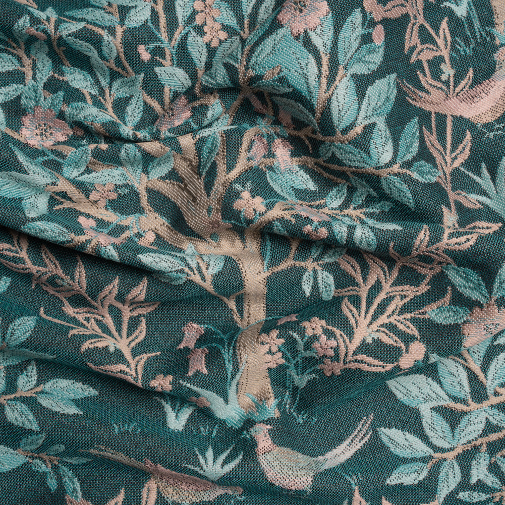 Drapery Jacquard - Peacock Pheasants in the Orchard - British Imported
