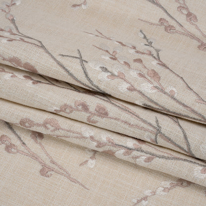 Embroidered Drapery Woven - Blush Prairie Willow - British Imported Folded