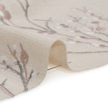 Embroidered Drapery Woven - Blush Prairie Willow - British Imported Detail
