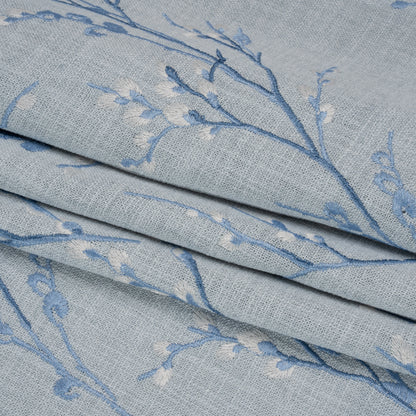 Embroidered Drapery Woven - Seaspray Prairie Willow - British Imported Folded
