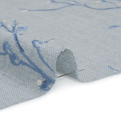 Embroidered Drapery Woven - Seaspray Prairie Willow - British Imported Detail