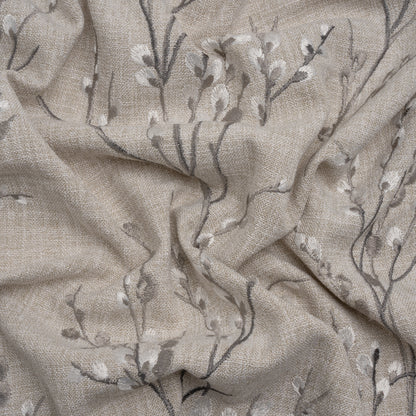 Embroidered Drapery Woven - Steel Prairie Willow - British Imported