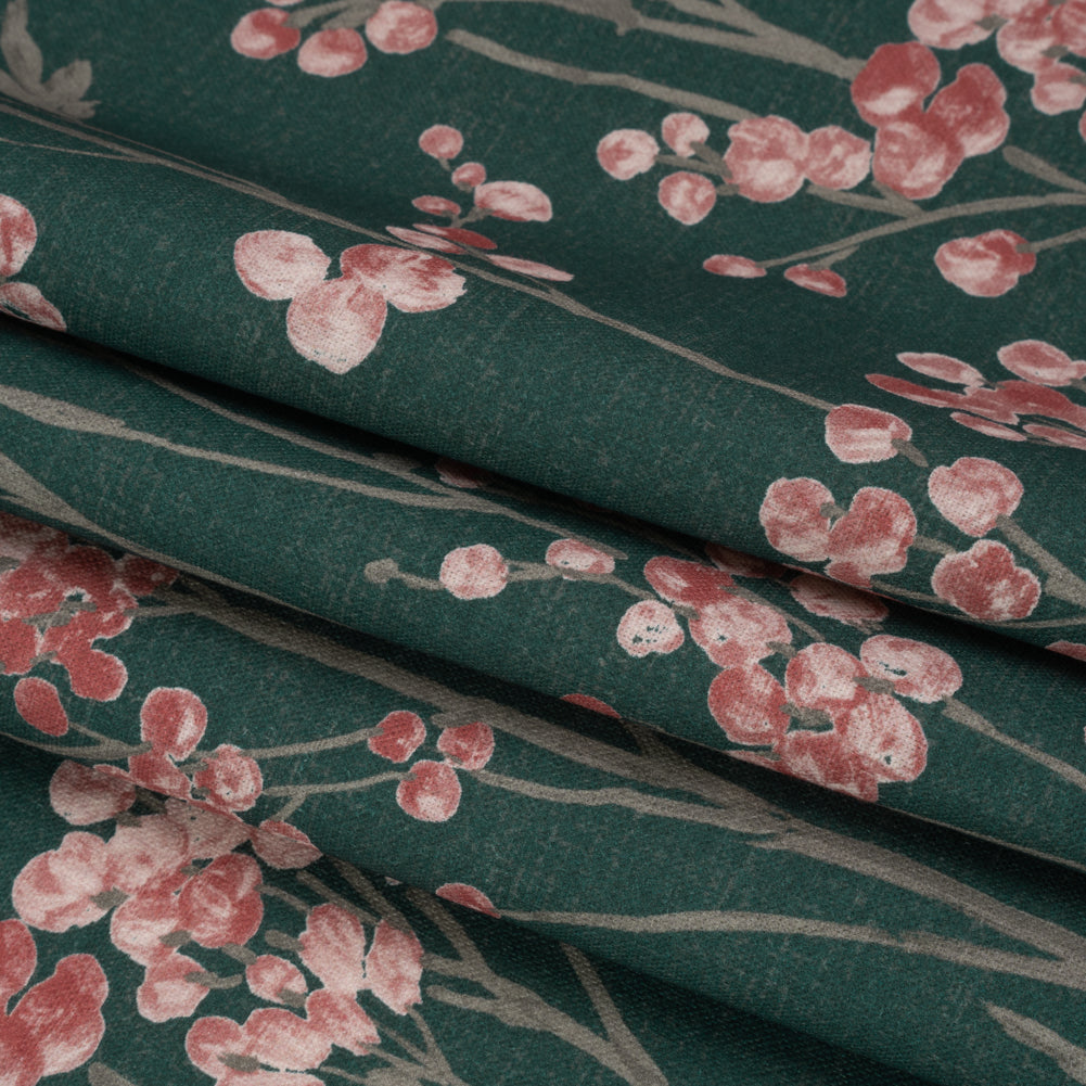 Cotton Canvas Print - Peacock Berry Stems - British Imported Folded