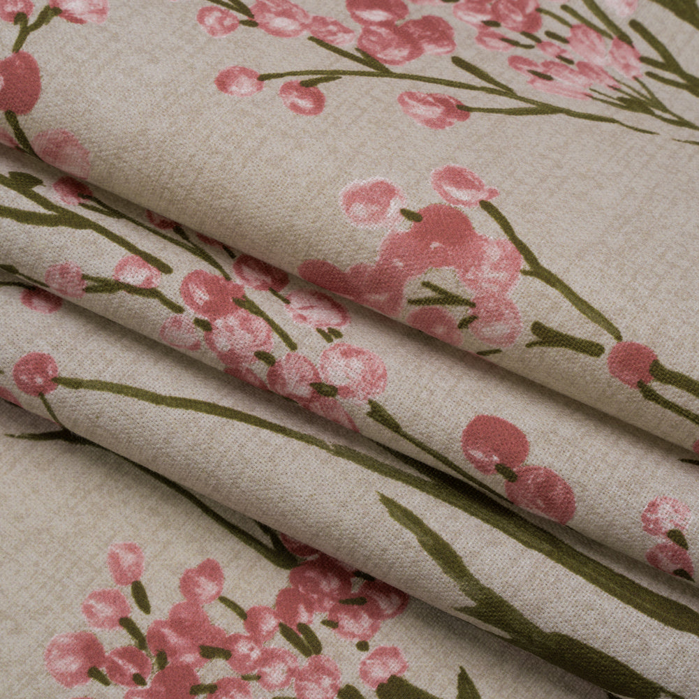 Cotton Canvas Print - Rosewood Berry Stems - British Imported Folded