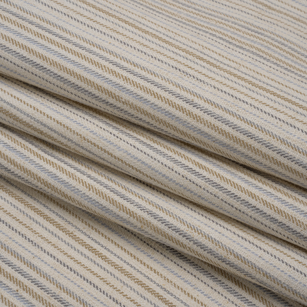 Polyester and Cotton Twill - Chambray Barcode Stripes - British Imported Folded
