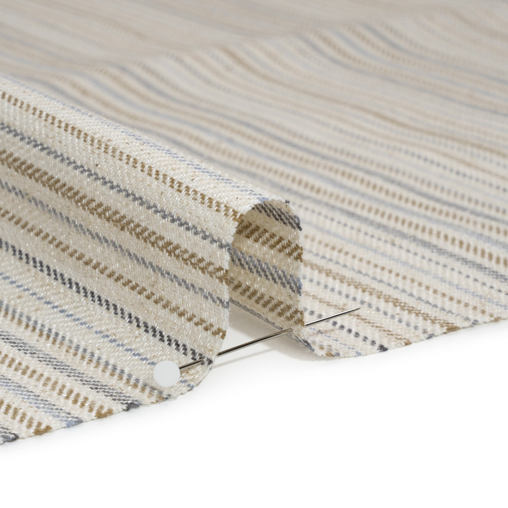 Polyester and Cotton Twill - Chambray Barcode Stripes - British Imported Detail