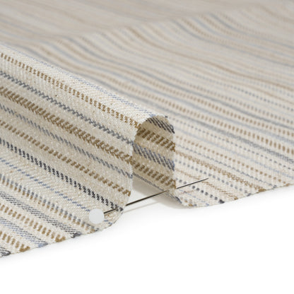 Polyester and Cotton Twill - Chambray Barcode Stripes - British Imported Detail