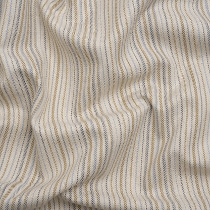 Polyester and Cotton Twill - Chambray Barcode Stripes - British Imported