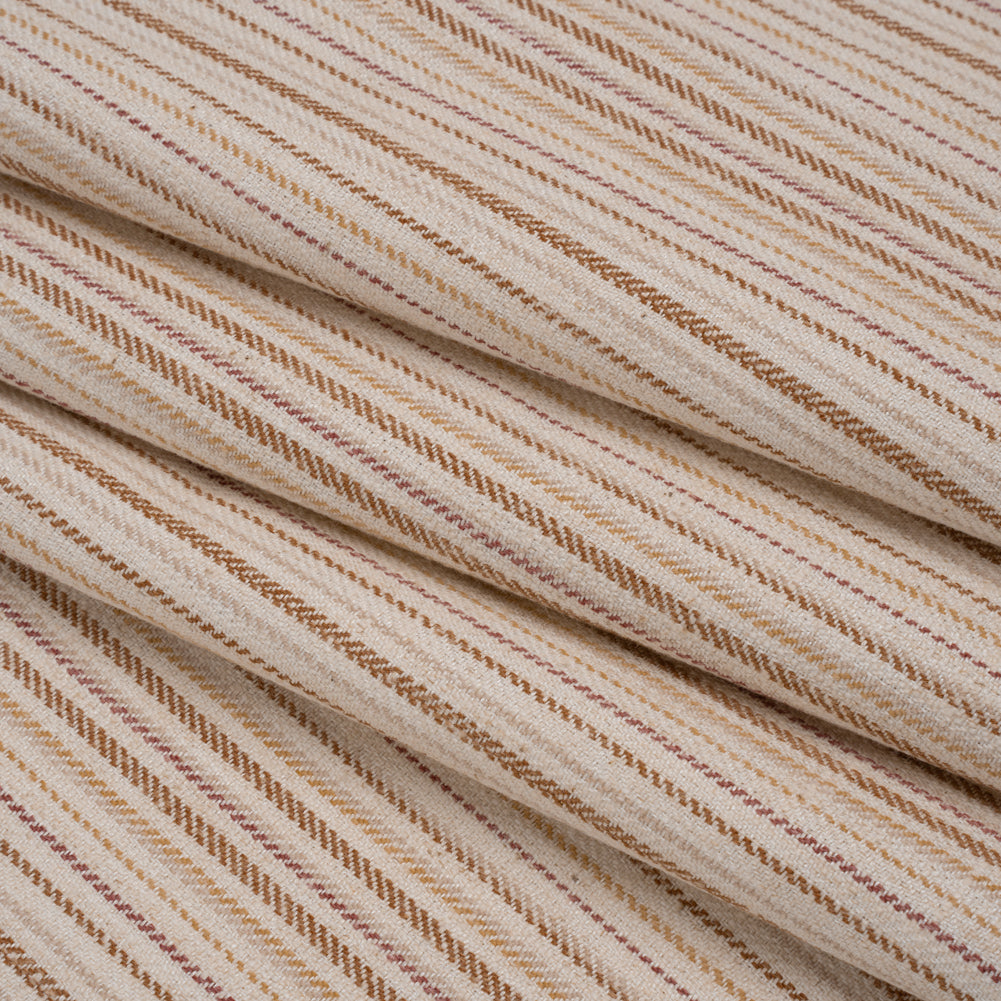 Polyester and Cotton Twill - Persimmon Barcode Stripes - British Imported Folded