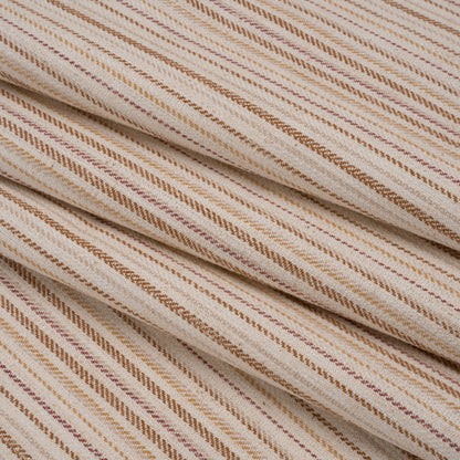Polyester and Cotton Twill - Persimmon Barcode Stripes - British Imported Folded