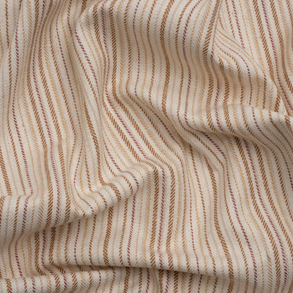 Polyester and Cotton Twill - Persimmon Barcode Stripes - British Imported