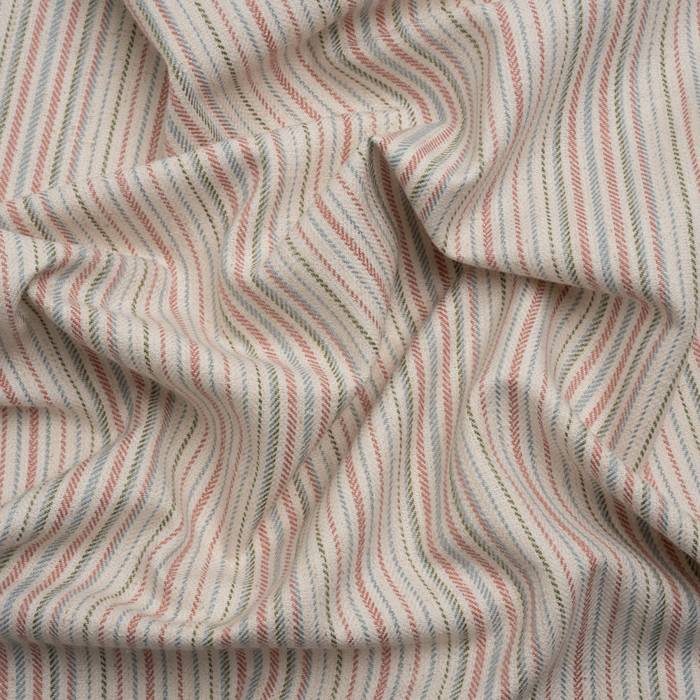 Polyester and Cotton Twill - Rosewood Barcode Stripes - British Imported
