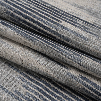 Drapery Jacquard - Ink Ikat Stripes - British Imported Folded