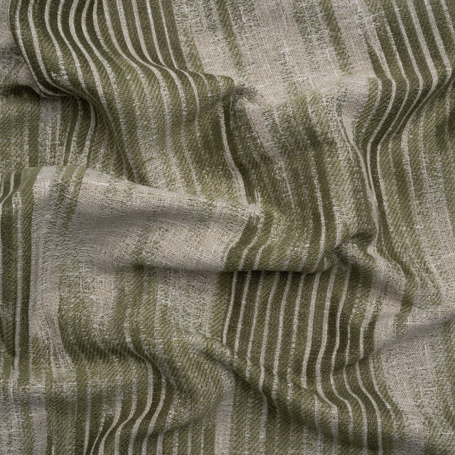 Drapery Jacquard - Moss Ikat Stripes - British Imported