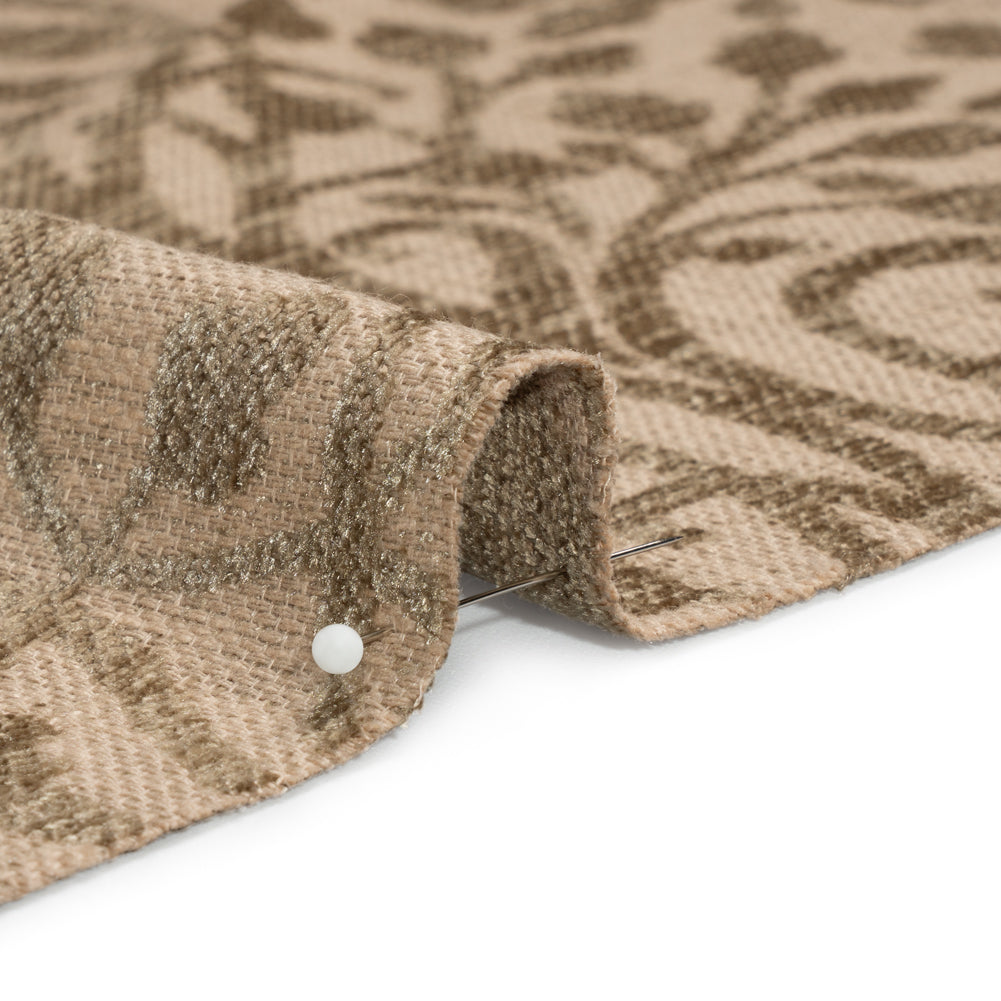 Drapery Chenille Jacquard - Fawn Leafy Vines - British Imported Detail
