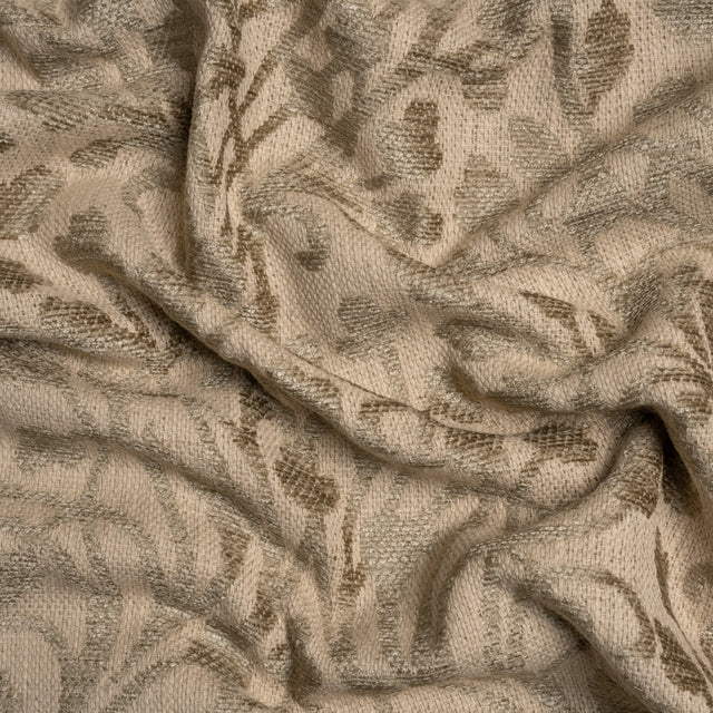 Drapery Chenille Jacquard - Fawn Leafy Vines - British Imported