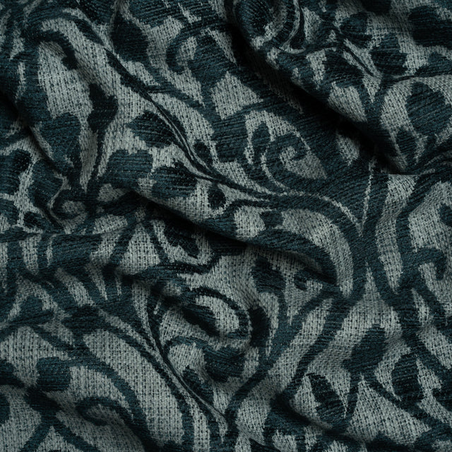 Drapery Chenille Jacquard - Peacock Leafy Vines - British Imported