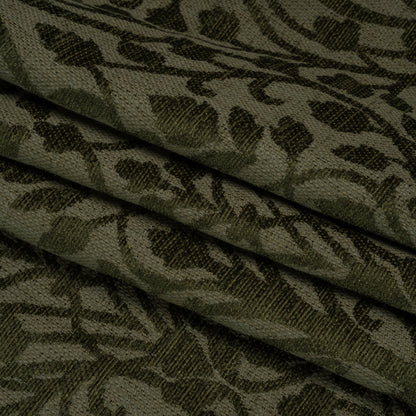 Drapery Chenille Jacquard - Pine Leafy Vines - British Imported Folded