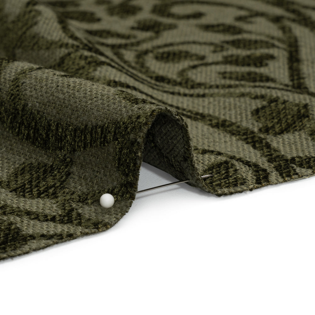 Drapery Chenille Jacquard - Pine Leafy Vines - British Imported Detail