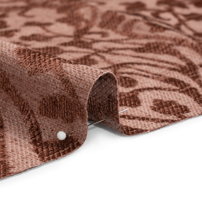 Drapery Chenille Jacquard - Rosewood Leafy Vines - British Imported Detail