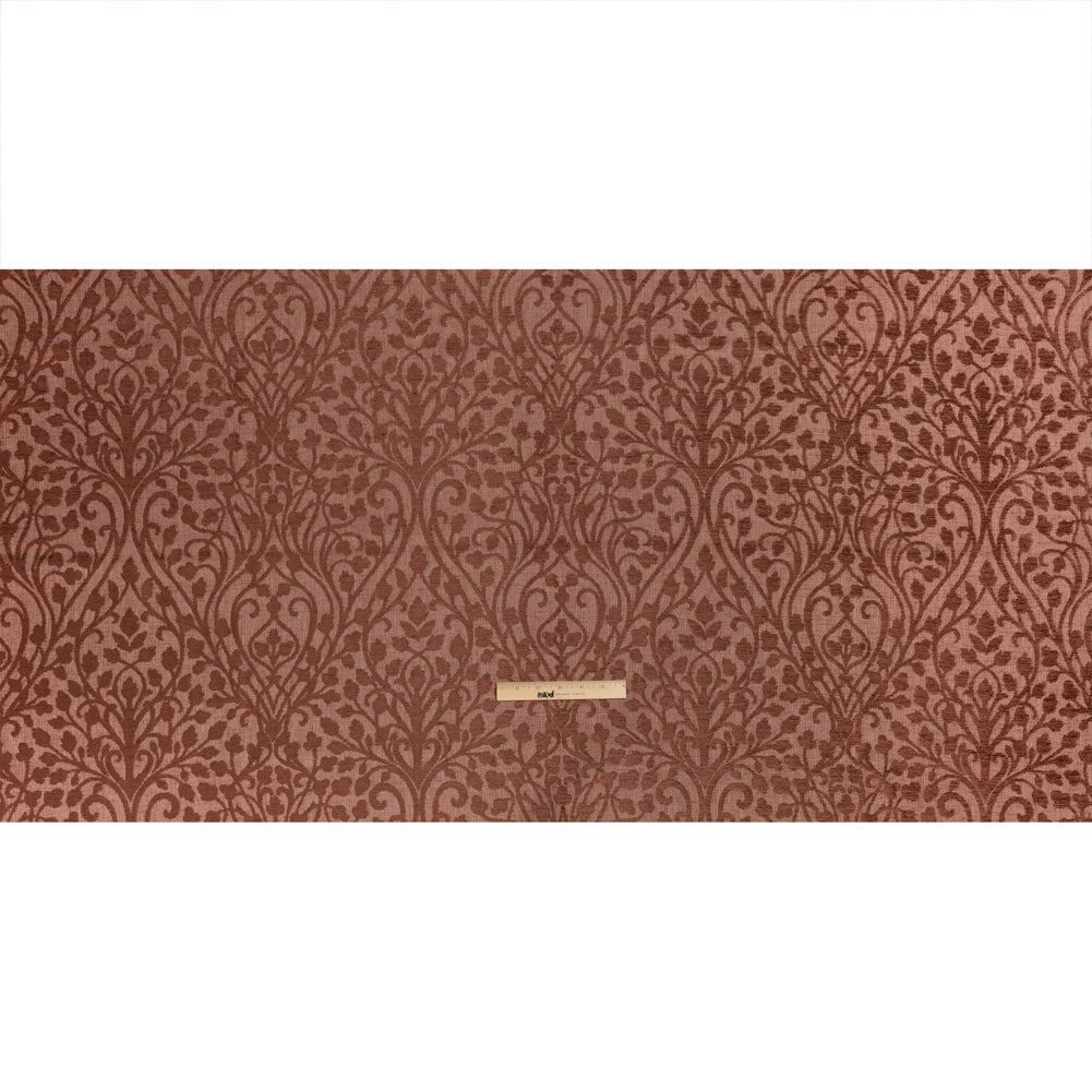 Drapery Chenille Jacquard - Rosewood Leafy Vines - British Imported Full