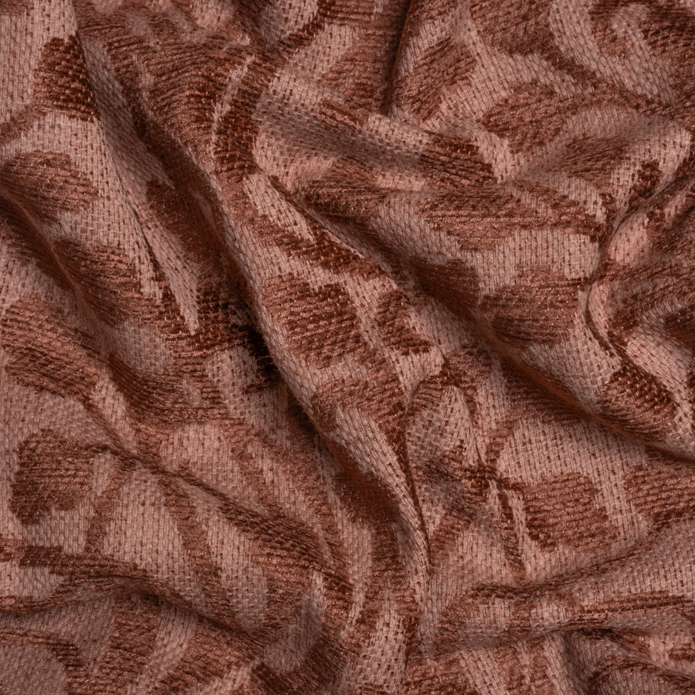 Drapery Chenille Jacquard - Rosewood Leafy Vines - British Imported