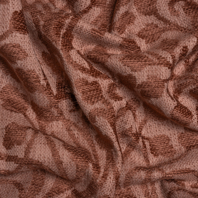 Drapery Chenille Jacquard - Rosewood Leafy Vines - British Imported