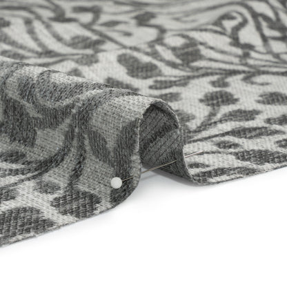 Drapery Chenille Jacquard - Silver Leafy Vines - British Imported Detail